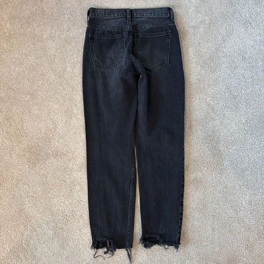 We The Free Black Button Fly High Rise Distressed Raw Hem Jeans Siz 24